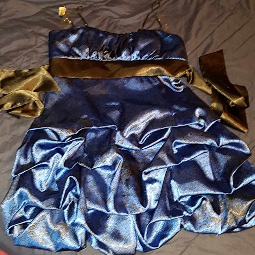 Blue dress with black paisley print